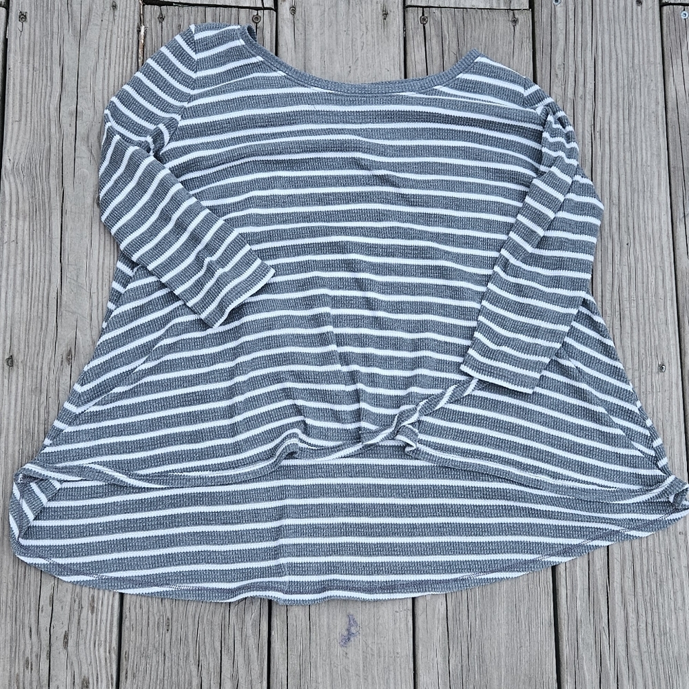 Y2K Olive Green & White Striped Hollister Top